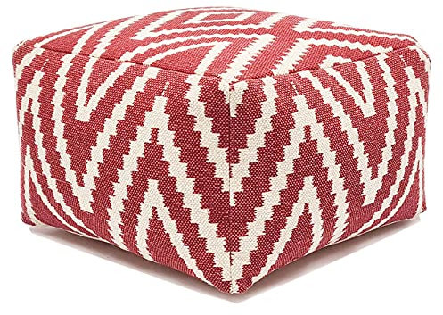 kreatives Wohnen Fußhocker Sitzhocker 55x37x55 cm Pouf Kelim Bodenkissen Peru schwarz Taupe gelb türkis rot - Vintage red Sitzwürfel
