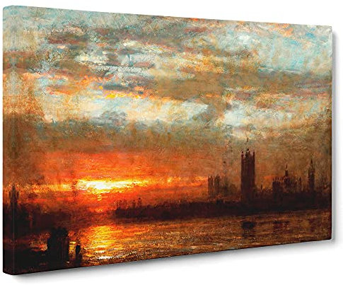 Westminster Sunset By Joseph Mallord William Turner Canvas Print for Living Room Bedroom Home Office Décor, Wall Art Picture Ready to Hang, 30 x 20 Inch (76 x 50 cm)