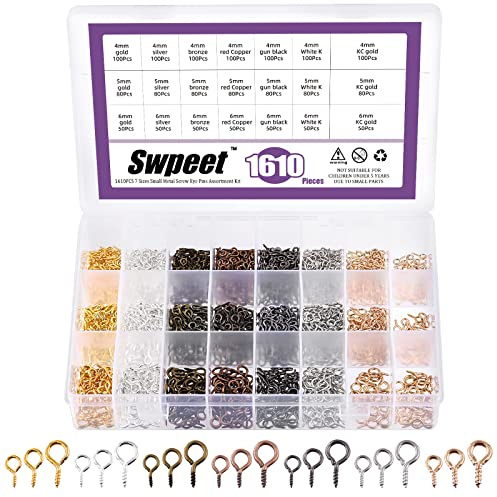 Swpeet Dimensioni Vite Eye Pins Piccoli perni a vite Mini