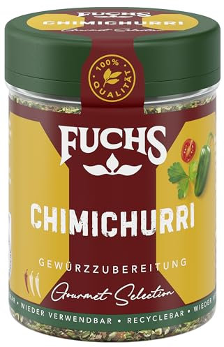 Fuchs Gourmet Selection Amerika – Chimichurri Gewürzzubereitung, nachfüllbare Gewürzmischung, Gewürz für Fleisch, Salatdressings & Dips, ideal als Marinade für Grillfleisch, vegan, 30 g