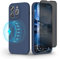 pcgaga Designed for iPhone 14 Pro Max Case and Screen Protector (1 Privacy & 1 Clear), Silicone with MagSafe, Full Camera Protection with Microfiber Lining, 6.7 inch, Storm Blue