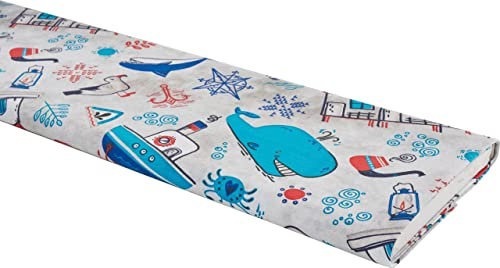 Motiv-Stoff Leinenoptik Maritim 140 cm breit 170 g/qm Meterware Wal