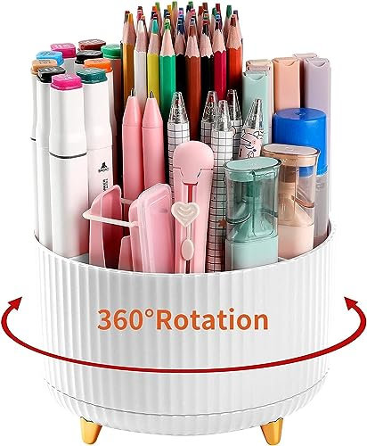 Rotierende Stiftehalter Schreibtisch Organizer,360 Grad drehbarbüro organizer,Tisch Organizer aus Kunststoff,Multifunktionaler Stiftehalter Schreibtisch,Drehbarer Stiftehalter,Drehbare Ablage
