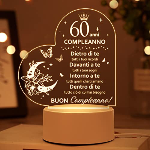 Regalo 60 Anni Compleanno Donna Uomo 1964 - Luce Notturna per Mama, Papa, Nonna, Sorella, Amica - Idee Regalo