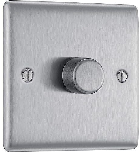 AMK® BG LED Dimmer Switch 1 Gang 2 Way 400W Brushed Steel