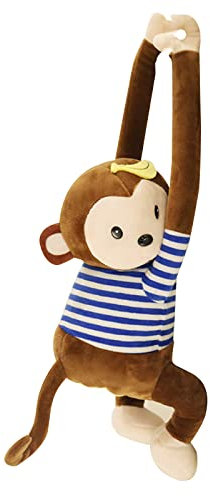 Auto-Taschentuchbox, Affe, Plüsch-Taschentuchhalter, Hängetasche, Niedliche Cartoon-Tiere, Auto-Taschentücher, Papierhandtuch-Aufbewahrungsbehälter, Verpackung, für Auto, Zuhause, Küche,(Braun)