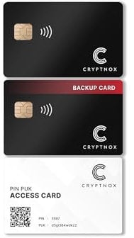 Cryptnox Krypto-Hardware-Wallet - Doppelkarten-Set - Ultra-sichere Cold Storage via Karten-NFC-Tap, biometrisches Pairing und schnelle Doppelkarten-Initialisierung in 23 Sekunden