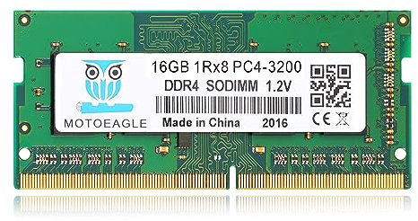 16GB 1RX8 DDR4 3200MHz SODIMM PC4-25600 (PC4-3200AA) CL22 Non-ECC - Memoria RAM para portátil