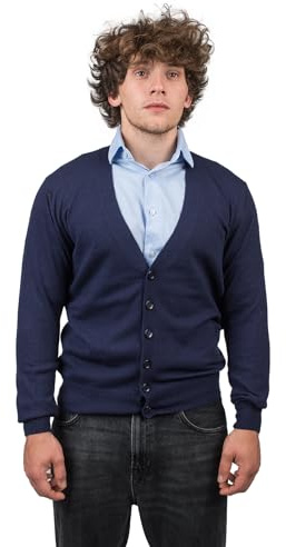 Dalle Piane Cashmere - Chaqueta de punto de cachemira mixta, fabricada en Italia - Hombre