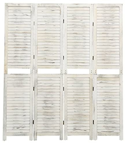GuyAna 4-TLG. Raumteiler Antik-Weiß 140x165 cm Raumteiler Trennwand Paravent Outdoor Gartensichtschutz Trennwand Balkon Paravent Raumteiler Holz