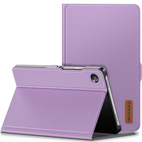 INFILAND Custodia per Samsung Galaxy Tab A9 8.7 pollici 2023 (SM-X110/X115/X117) - Custodia leggera in pelle PU ultra sottile con supporto multi-angolo per Galaxy Tab A9 8.7, viola chiaro