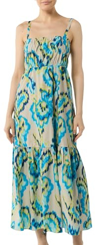 Comma Luftiges Baumwollkleid in Maxi-Länge mit Smok-Detail