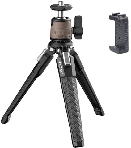 Mini trípode de sobremesa, trípode de sobremesa con 360 ° desmontable panorámica Mini cabeza esférica y soporte de clip de montaje de teléfono para la cámara iPhone proyector anillo de luz,máxima 3 kg