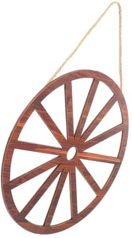 MUCKLILY Holz-wagenrad-wanddekoration Runde Wandkunst in Wagenradform Zum Aufhängen Für Wohnzimmer Büro Und Schlafzimmer