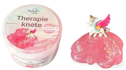 Premium Therapieknete Einhorn Spezial - vegan, rückstandsfrei, geruchlos - 6 verschiedene Farben und Härtegrade - für mehr Entspannung, Konzentration und Kraft