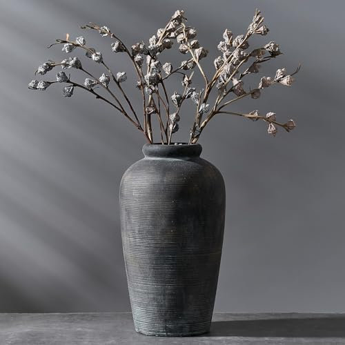 Vaseking Große rustikale Keramikvase, 27,9 cm, minimalistische dekorative Vase, Bauernhaus, hohe Vase für Heimdekoration, Wohnzimmer, Regaldekoration, Eingangsbereich, Tischdekoration, Bronze