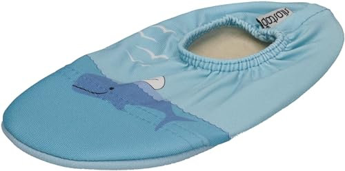 Slipstop Kinder Hausschuhe Badeschuhe ALASKA Eisbär und Wal blue, Größe:18/20 EU