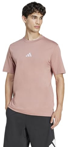 adidas Men's Essentials Small Logo Single Jersey TEE, Warm Clay/White, M