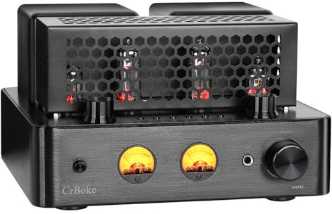 CrBoke Tube Amplifier Home Audio, Stereo Vacuum Tube Class A/B Amplifier100 Watts RMS with Bluetooth 5.0,Subwoofer Output, Headphone Output, Record Player Phono Preamp and USB DAC