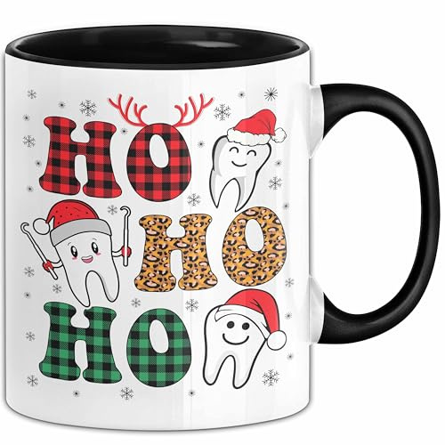Ho Ho Ho Zahnarzt Tasse Becher Zahnarztassistent Zähne Geschenkidee Zahnmedizinische Fachangestellte Kaffee-Becher (Schwarz)