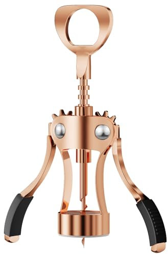 KORCCI Wine Opener, Wine Bottle Opener, Zinc Alloy Wing Corkscrew Heavy Duty, Cork Screw Beer Opener for Bartenders, Multifunctional Bottle Opener for Kitchen, Restaurant, Bar, Waiters (1, Rose Gold)