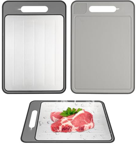 Pasdrucn Auftauplatten Schneidebrett, Schneller Auftauen Frost Away Schneidebrett, Auftauplatte - Schnelles Auftauen, Auftaubox Mit Schärffunktion Zum Mahlen Von Knoblauchpaste (Grau)
