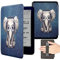 KEROM Étui pour Kindle Paperwhite 6,8 (11e Génération, 2021) et Kindle Paperwhite Signature Edition, Coque Étui de Protection en Cuir avec Dragonne et Fonction de Veille/Réveil Automatique, Éléphant