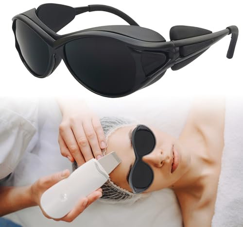 DAWRIS Schutzbrille, IPL 190 nm - 2000 nm Laser-Schutzbrille Sportliche Sicherheitsbrille IPL Haarentfernung Laser Kosmetologie Solarium Arbeitsbrille mit Seitenschutz & Bügeln Uv-Schutz Unisex