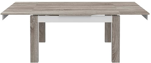 Lourini® Mesa Comedor Madera Extensible de 140 a 230 cm para 6-10 Personas. Mesa Nórdica Color Roble Gris, Ampliable, Grande. Made in Portugal