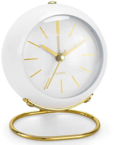 Azyh Analoger Wecker mit Niedliches Einfaches Design, Retro Tischuhr mit Nachtlicht, Leise, Nicht Tickend, Batteriebetrieben, für Kinder, Schlafzimmer, Reisen, Küche, Nachttisch, Zimmerdekoration