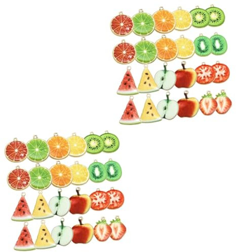 SEWACC 90pcs Fruit Slices Charms Aesthetic Charms Key Chain Accessories Jewelry Making Decor Diy Pendant