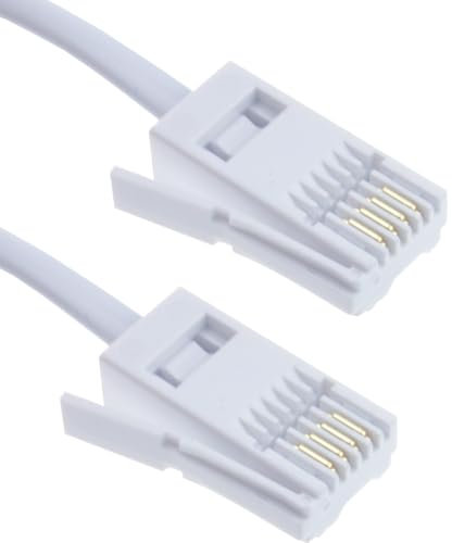 MAOZHOU Telephone Line Cord,2m BT 431A Plug to BT 431A Male Plug Patch Lead,White Extension Telephone Cable Lead