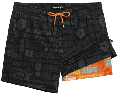maamgic Herren-Badehose, 12,7 cm, schnelltrocknend, elastische Strandshorts mit Netzfutter und Reißverschlusstaschen