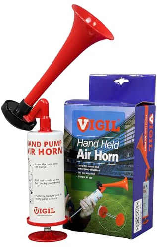 Vigil Air Horn Handheld with Metal Pump Action for Events & Emergency Use