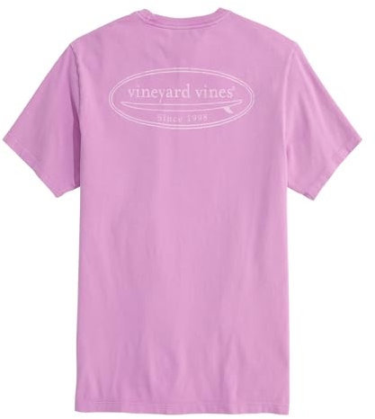 vineyard vines Men's Drift Dye Outlined Surf Logo Short-Sleeve Pocket Tee, Black Raspberry, Large