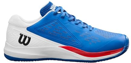 Wilson Rush Pro Ace Clay Herren-Tennisschuhe, Sichere Passform, Dynamische Unterstützung, Atmungsaktives Mesh, Ideal für Sandplätze, Deja Vu Blau/Weiß/Infrarot, Größe 11