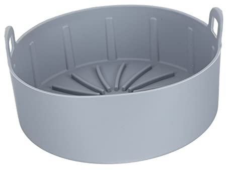 MOLUCKFU Silikon Korbmatte Für Heißluftfritteuse Backblech Ersatz Hitzebeständig Spülmaschinenfest Glatt 16cm Grau Zubehör Für Luftfritteuse Reinigung