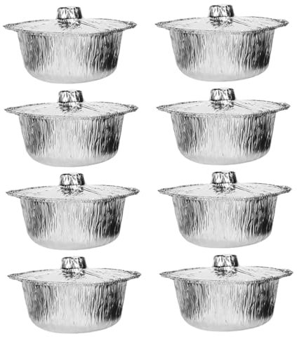 CAXUSD Casseroles Rondes en Aluminium avec Couvercles Portables Et Jetables pour Camping Voyage Pâtisserie Barbecue 2 000 ML