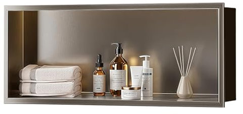 WUDLEP 70 x 28 x 12.5 cm 304 Stainless Steel Shower Niche, Wet Room Shelf Recess, Waterproof Storage, Easy Installation for Home Improvement, Bathroom Renovation