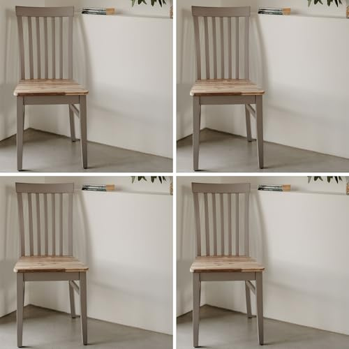 Statement Furniture Florence Dining Chairs with Acacia Wooden Seat | High Back, W45cm, H94cm, D53cm, Seat Height 45cm | Quality Chairs (dove grey, 4-Chairs)