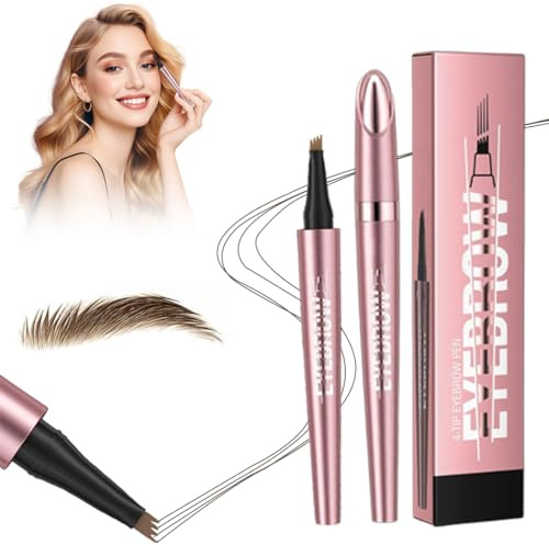 2026 Neu Magischer Augenbrauenstift, 3D Microblading, mit 4 Gabelspitzen, Wasserdichter Augenbrauenstift, Langanhaltenden Magischer Brow Pencil Erzeugt Mühelos Natürlich Aussehende Brauen (Hellbraun)