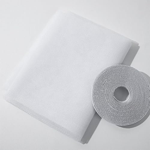 Vnook Anti Moskito Fliegengitter, Selbstklebendes Katzenschutzgitter Katzen, Sommer-Mückenschutzgitter, Insektenschutzgitter, für Balkon, Küche Vögel, Anti-Moskito, Fliegengitter(White,130X150CM)