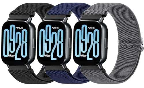 AK Pack of 3 Elastic Wristbands for Xiaomi Redmi Watch 5 Active/Redmi Watch 5 Lite Bracelets, Breathable Nylon Watch Strap, Adjustable Sports Replacement Strap, Eine Grösse, Nylon, No Gemstone