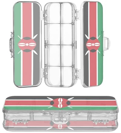Zathe Transparent Pencil Box Two Tier Pen Boxes Craft Art Case With Snap Lid Flag African Country Kenya