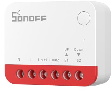 SONOFF Interrupteur Zigbee pour Volet roulant MINI-ZBRBS, Format Mini, Contrôle en Pourcentage, Répéteur Zigbee, Compatible Alexa/Google Assistant/Home Assistant, Fil Neutre Requis, 1 Unité