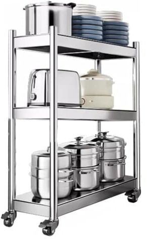 Edelstahl Rollwagen - schmale Küchenregale für kleine Räume Multifunktionales 3/4/5 Tier Badezimmer & Küche Lagerung Ideal für Kühlschränke und Nischen