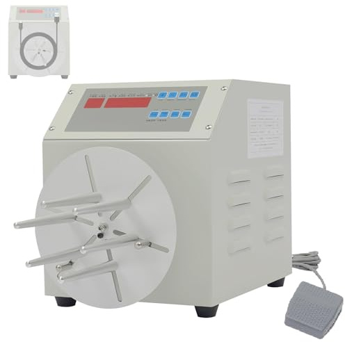 Wire Spooling Machine, 120W Automatic Coil Winding Machine with 0-3000RPM Adjustable Speed, Digital Control Coil Winder with Forward and Reverse Modes, for Data Cables, Power Cables