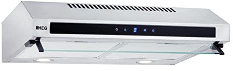 NEG Unterbau Dunstabzugshaube Edelstahl NEG15-DCST+ NextGen | Doppelmotor, 60 cm, 394 m³/h, Glasfront Sensor Touch, Nachlaufautomatik Umluft, flexibler Abluftanschluss oben/hinten