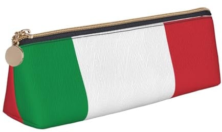 Trousse à crayons et trousse à maquillage en cuir PVC avec fermeture éclair pour l'école, le bureau, les voyages, Drapeau italien, One Size, Cartable