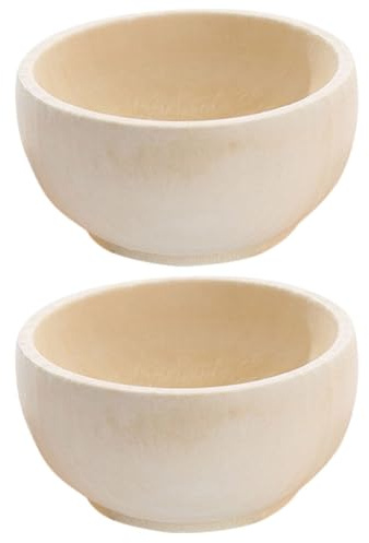 KHBUAB 2pcs Wooden Bowl Toy for Mini DIY Cutlery Unfinished Wood Toys for Wood Crafts for DIY